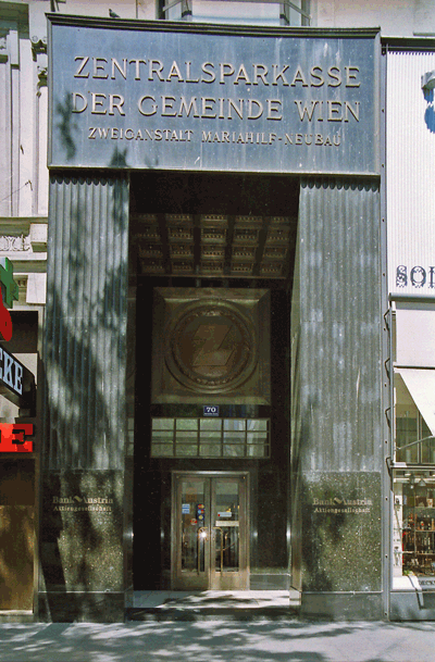 Wien Mariahilfer Straße, Bankfiliale der Zentralsparkasse, Arch. Adolf Loos