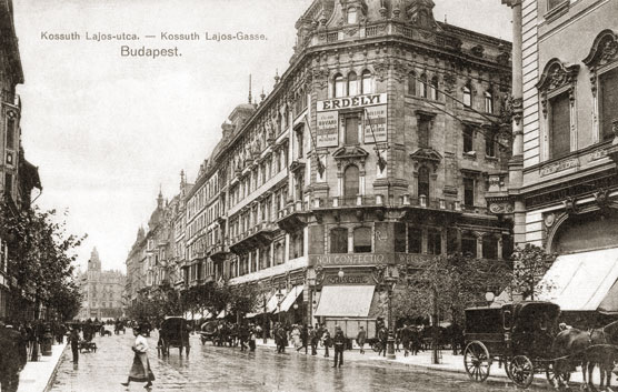 Ansichtskarte, Budapest, Kossuth Lajos Straße, um 1905