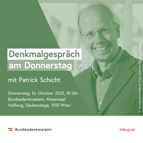 grüne Einladungskarte mit dem Porträt von Patrick Schicht