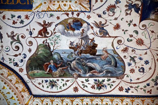 Burg Strechau Deckenfresko Protestantischer Betraum, Detail