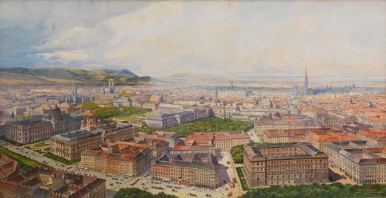 Erwin Pendl, 1904, Wien aus der Vogelschau vom Getreidemarkt aus, &copy;&nbsp;Wien Museum